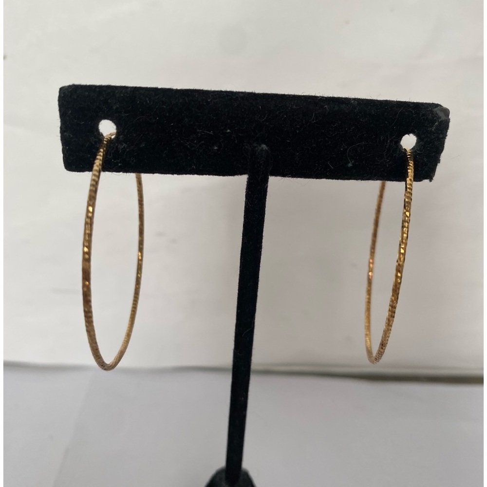 Lucia Mare 18k Gold plated large skinny Hoop high shine Earrings gift box 2.25” - Picture 4 of 5